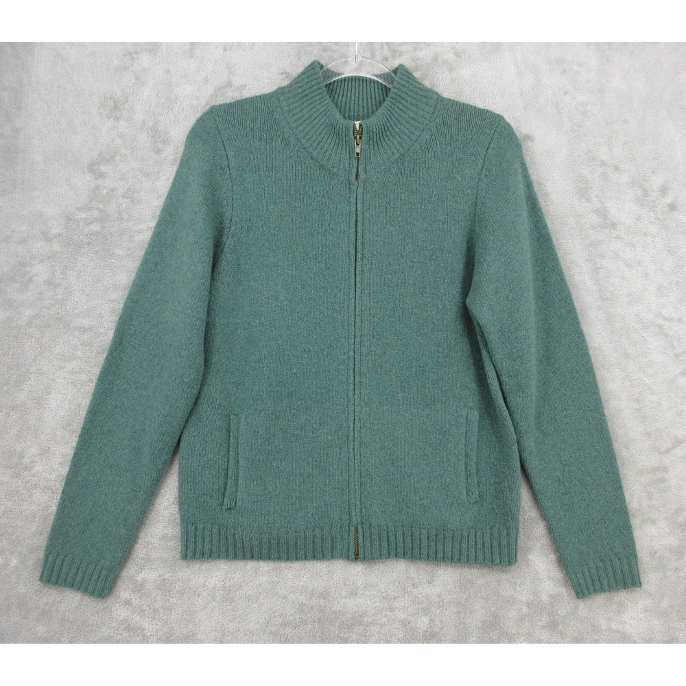 Irelandseye Sweater Women Small Cashmere Wool Full Zip Mock Neck Ireland Green